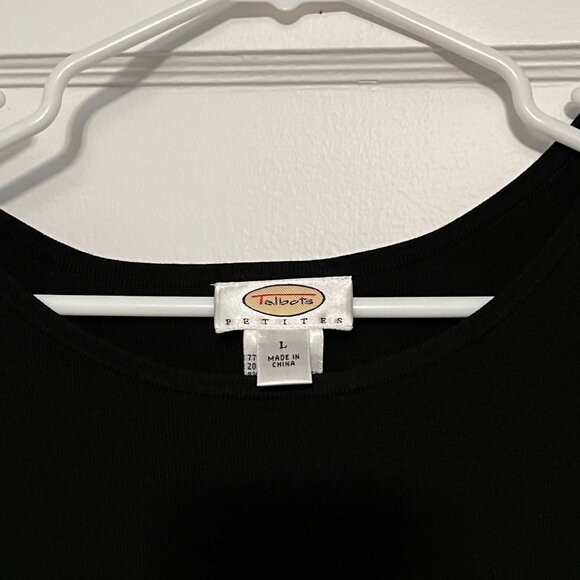 Talbots women's silk blend black short sleeve shirt size L petite - Picture 3 of 5
